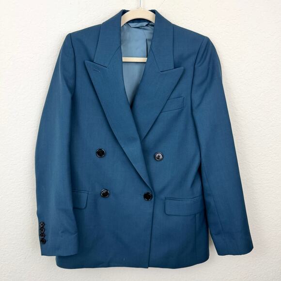 Acne Studios Womens Notched Lapel Blazer Size 34/ XS Wool Blend Office Blue